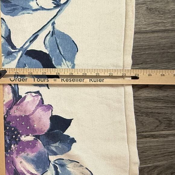 Alfred Dunner Floral Embellished Pullover Sweater Cream Purple Blue Flowers - Picture 6 of 6